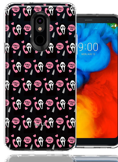 LG Aristo 4/Escape PLUS/Tribute Royal Pink Horror Valentine Character Ghostface Boyfriend Call Me Hearts Double Layer Phone Case Cover