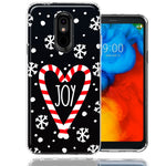 LG Aristo 2/3/K8 Winter Joy Snow Peppermint Candy Cane Heart Festive Christmas Double Layer Phone Case Cover