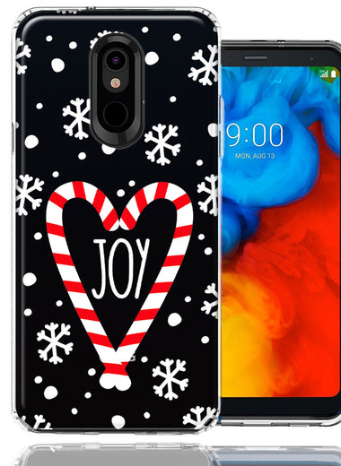 LG Aristo 4/Escape PLUS/Tribute Royal Winter Joy Snow Peppermint Candy Cane Heart Festive Christmas Double Layer Phone Case Cover