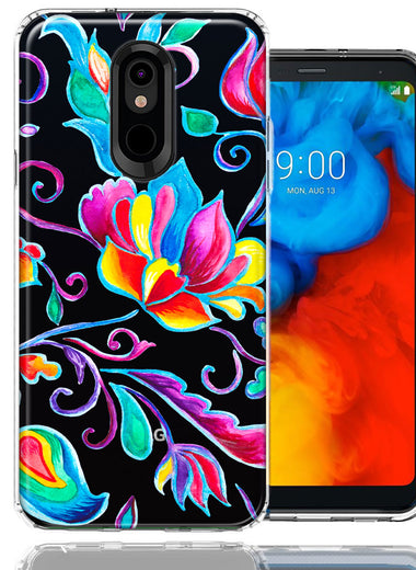 For LG Stylo 4 Bright Colors Rainbow Water Lilly Floral Phone Case Cover