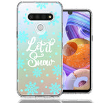 LG K51 Christmas Holiday Let It Snow Winter Blue Snowflakes Design Double Layer Phone Case Cover