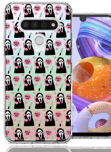 LG Stylo 6 Pink Horror Valentine Character Ghostface Boyfriend Call Me Hearts Double Layer Phone Case Cover