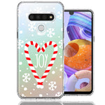LG K51 Winter Joy Snow Peppermint Candy Cane Heart Festive Christmas Double Layer Phone Case Cover