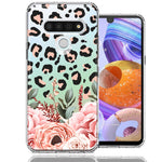For LG K51 Classy Blush Peach Peony Rose Flowers Leopard Phone Case Cover