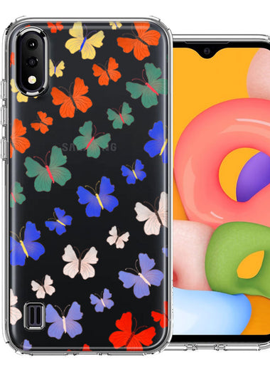 Samsung Galaxy A01 Colorful Butterflies Design Double Layer Phone Case Cover