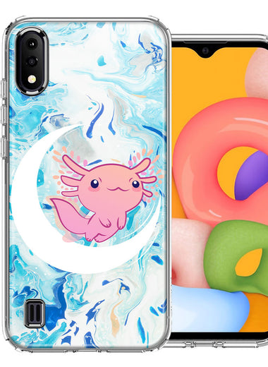 Samsung Galaxy A01 Pink Axolotl Moon Mable Design Double Layer Phone Case Cover