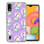 Samsung Galaxy A01 Cute Unicorns Purple Design Double Layer Phone Case Cover