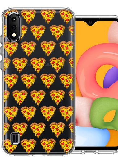 Samsung Galaxy A01 Pizza Hearts Polka dots Design Double Layer Phone Case Cover