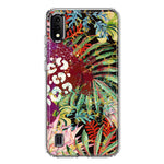 Samsung Galaxy A01 Leopard Tropical Flowers Vacation Dreams Hibiscus Floral Hybrid Protective Phone Case Cover