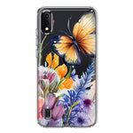 Samsung Galaxy A01 Spring Summer Flowers Butterfly Purple Blue Lilac Floral Hybrid Protective Phone Case Cover