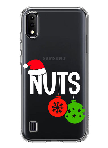 Samsung Galaxy A01 Christmas Funny Couples Chest Nuts Ornaments Hybrid Protective Phone Case Cover