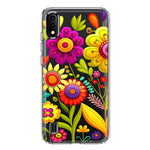 Samsung Galaxy A01 Colorful Yellow Pink Folk Style Floral Vibrant Spring Flowers Hybrid Protective Phone Case Cover