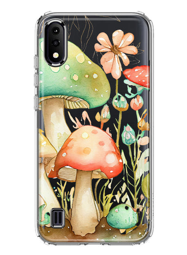 Samsung Galaxy A01 Fairytale Watercolor Mushrooms Pastel Spring Flowers Floral Hybrid Protective Phone Case Cover