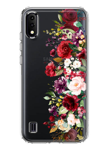 Samsung Galaxy A01 Red Summer Watercolor Floral Bouquets Ruby Flowers Hybrid Protective Phone Case Cover