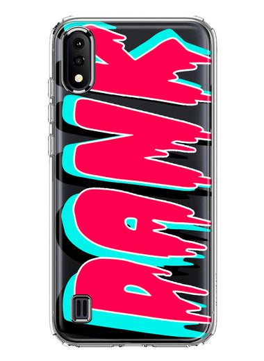Samsung Galaxy A01 Teal Pink Clear Funny Text Quote Dank Hybrid Protective Phone Case Cover