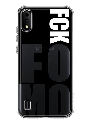Samsung Galaxy A01 Black Clear Funny Text Quote Fckfomo Hybrid Protective Phone Case Cover