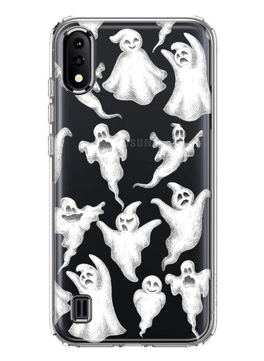 Samsung Galaxy A01 Cute Halloween Spooky Floating Ghosts Horror Scary Hybrid Protective Phone Case Cover