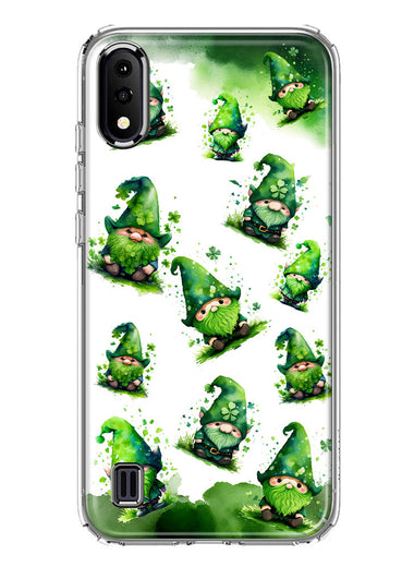 Samsung Galaxy A01 Gnomes Shamrock Lucky Green Clover St. Patrick Hybrid Protective Phone Case Cover
