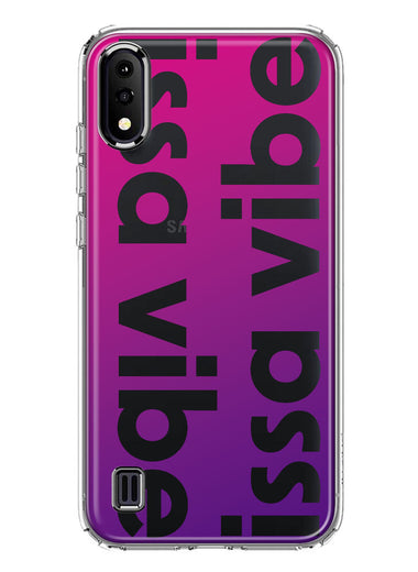 Samsung Galaxy A01 Purple Clear Funny Text Quote Issa Vibe Hybrid Protective Phone Case Cover