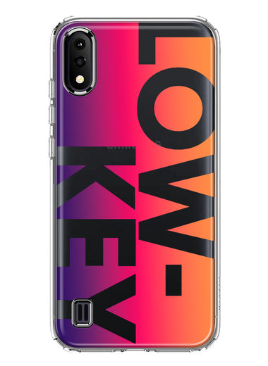 Samsung Galaxy A01 Purple Pink Orange Clear Funny Text Quote Low Key Hybrid Protective Phone Case Cover
