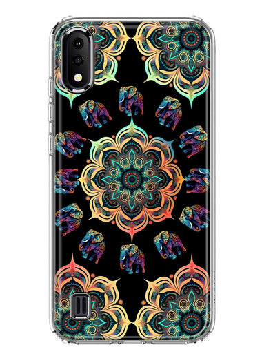 Samsung Galaxy A01 Mandala Geometry Abstract Elephant Pattern Hybrid Protective Phone Case Cover