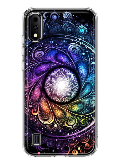 Samsung Galaxy A01 Mandala Geometry Abstract Galaxy Pattern Hybrid Protective Phone Case Cover