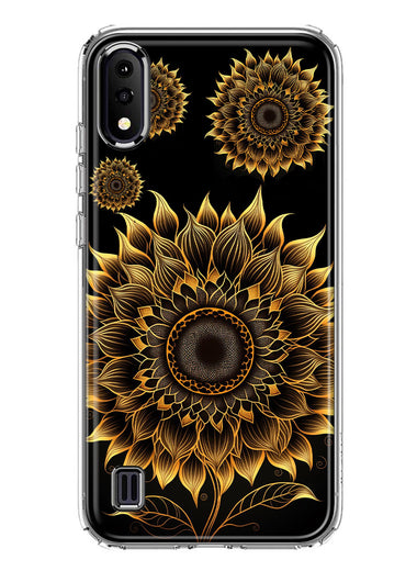 Samsung Galaxy A01 Mandala Geometry Abstract Sunflowers Pattern Hybrid Protective Phone Case Cover