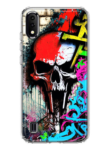 Samsung Galaxy A01 Skull Face Graffiti Painting Art Hybrid Protective Phone Case Cover