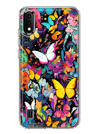 Samsung Galaxy A01 Psychedelic Trippy Butterflies Pop Art Hybrid Protective Phone Case Cover