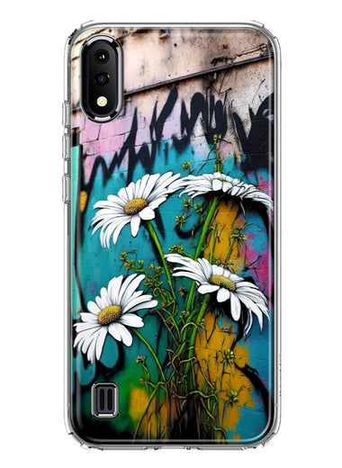 Samsung Galaxy A01 White Daisies Graffiti Wall Art Painting Hybrid Protective Phone Case Cover