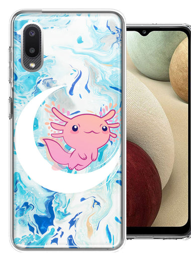 Samsung Galaxy A02 Pink Axolotl Moon Mable Design Double Layer Phone Case Cover