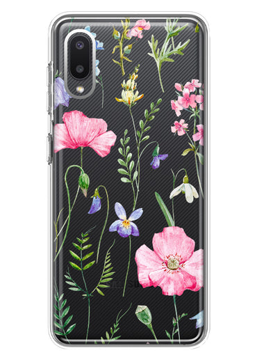 Samsung Galaxy A02 Spring Pastel Wild Flowers Summer Classy Elegant Beautiful Hybrid Protective Phone Case Cover