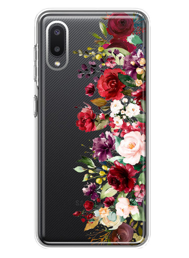 Samsung Galaxy A02 Red Summer Watercolor Floral Bouquets Ruby Flowers Hybrid Protective Phone Case Cover