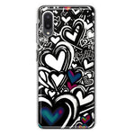 Samsung Galaxy A02 Black White Hearts Love Graffiti Hybrid Protective Phone Case Cover