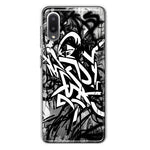Samsung Galaxy A02 Black White Urban Graffiti Hybrid Protective Phone Case Cover