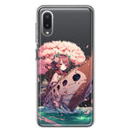 Samsung Galaxy A02 Kawaii Manga Pink Cherry Blossom Japanese Girl Boat Hybrid Protective Phone Case Cover