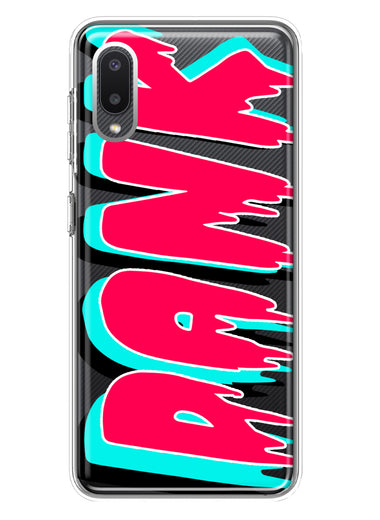Samsung Galaxy A02 Teal Pink Clear Funny Text Quote Dank Hybrid Protective Phone Case Cover