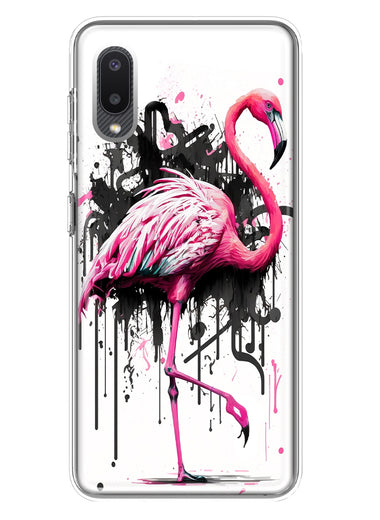 Samsung Galaxy A02 Pink Flamingo Painting Graffiti Hybrid Protective Phone Case Cover
