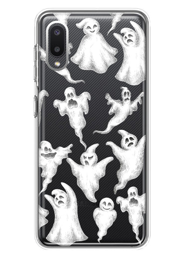 Samsung Galaxy A02 Cute Halloween Spooky Floating Ghosts Horror Scary Hybrid Protective Phone Case Cover