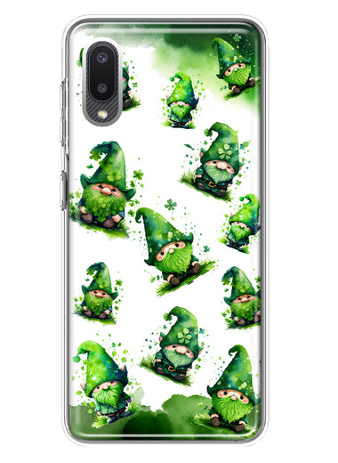 Samsung Galaxy A02 Gnomes Shamrock Lucky Green Clover St. Patrick Hybrid Protective Phone Case Cover