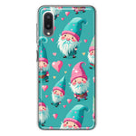 Samsung Galaxy A02 Turquoise Pink Hearts Gnomes Hybrid Protective Phone Case Cover