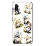 Samsung Galaxy A02 Cute White Blue Daisies Gnomes Hybrid Protective Phone Case Cover