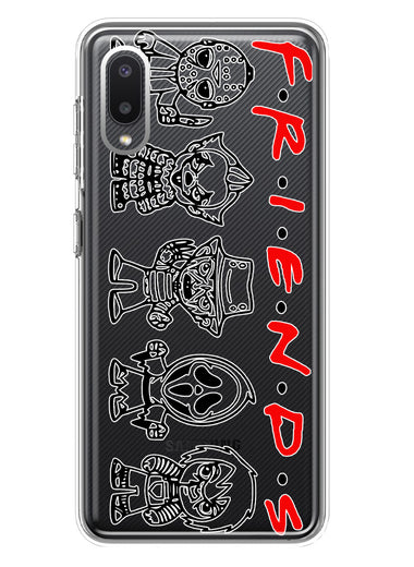 Samsung Galaxy A02 Cute Halloween Spooky Horror Scary Characters Friends Hybrid Protective Phone Case Cover
