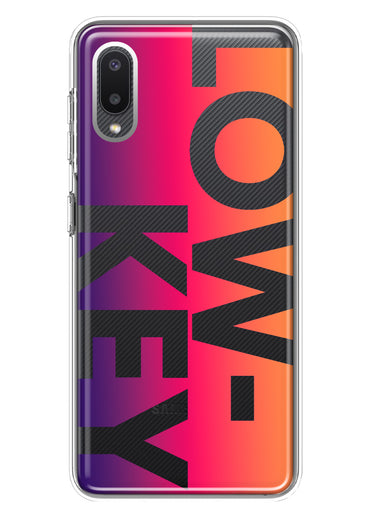 Samsung Galaxy A02 Purple Pink Orange Clear Funny Text Quote Low Key Hybrid Protective Phone Case Cover
