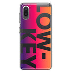 Samsung Galaxy A02 Purple Pink Orange Clear Funny Text Quote Low Key Hybrid Protective Phone Case Cover