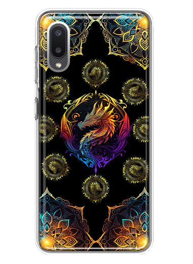 Samsung Galaxy A02 Mandala Geometry Abstract Dragon Pattern Hybrid Protective Phone Case Cover