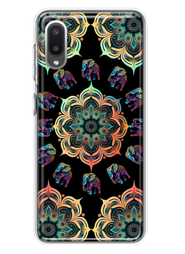 Samsung Galaxy A02 Mandala Geometry Abstract Elephant Pattern Hybrid Protective Phone Case Cover