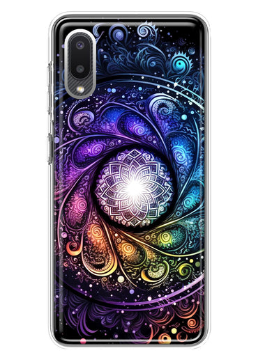 Samsung Galaxy A02 Mandala Geometry Abstract Galaxy Pattern Hybrid Protective Phone Case Cover