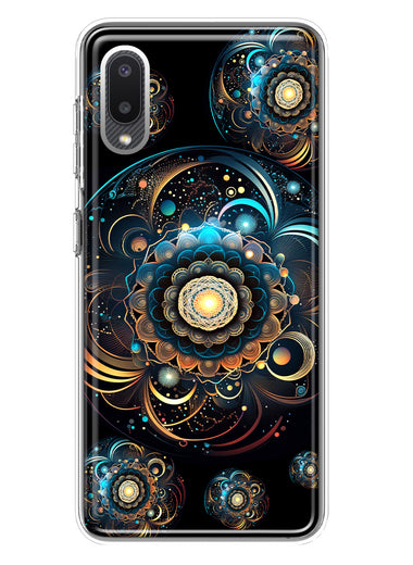 Samsung Galaxy A02 Mandala Geometry Abstract Multiverse Pattern Hybrid Protective Phone Case Cover