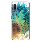 Samsung Galaxy A02 Mandala Geometry Abstract Peacock Feather Pattern Hybrid Protective Phone Case Cover